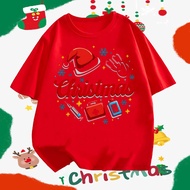 Merry Christmas T-shirt Cotton Unisex 100% Cotton Adults And Kids T-shirt Baju Perempuan Christmas T