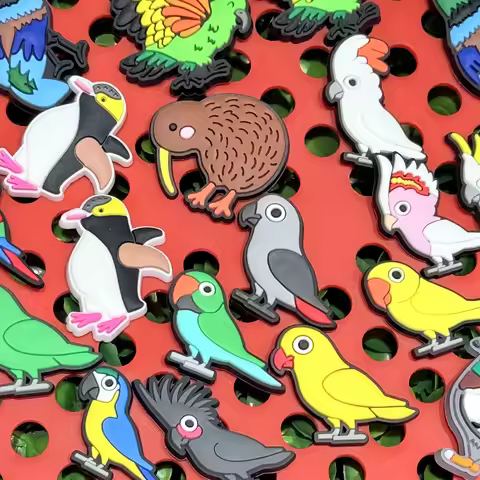 1-23pcs Cartoon Bird Parrot PVC Shoe Charms Sandals Accessories Garden Shoes Buckles Clog Fit Wristb