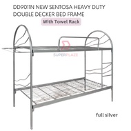 Full Silver With Towel Rack DD9011N New Sentosa Heavy Duty Double Decker Bed Frame