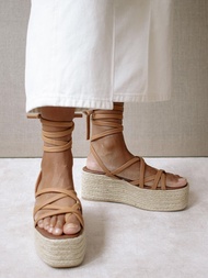 ALOHAS รองเท้ารัดส้น รุ่น Paw-Paw Leather Platform - สี Camel