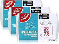 Gut & Günstig Carry Handle Cosmetic Bin Bag 10 L (Pack of 75) – Pack of 3 – Tear-Resistant & Liquid-