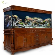 Bufet aquarium 2muka jumbo tempat aquarium ukir jepara bahan kayu jati
