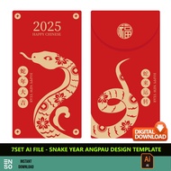 7-Set AI/EPS 蛇年红包设计模板 Snake Year Angpau Digital Design Template Files | Editable Adobe Illustrator D