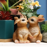 A Pair Of 2 Rabbits Kiss Rabbit Rabbit Garden Balcony Flowerpot Decoration Ornaments Accessories Acc