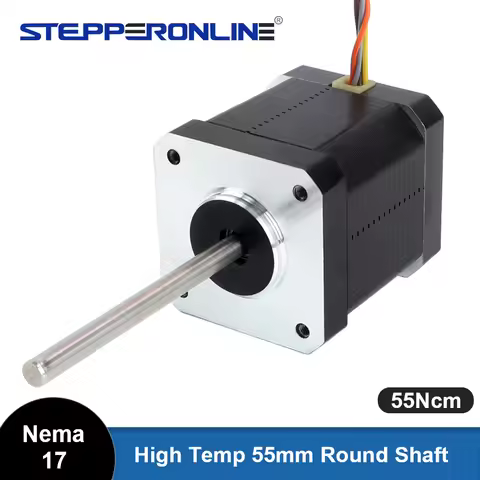 STEPPERERONLINE Nema 17 Stepper Motor 55mm Round Shaft 55Ncm 17HS19-2504S-H-V1High Temp Insulation C