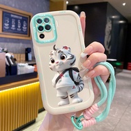 Case For OPPO A94 Reno 5F Reno5 F 5 Lite F19 Pro Phone White Tiger Silicone Shockproof Strap