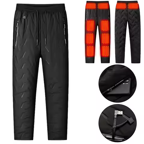 Unisex Heating Pants 10 Heating Zones Electric Thermal Trousers 3 Temperature Modes Waterproof Winte
