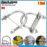 LUOLVUO 1Set M6 Round Tube Clamp, Screws 304 Stainless Steel Pipe U-clamp,  With Baffle Round Bolt f