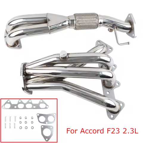 Exhaust Manifold Header Silver Stainless Steel For Honda Accord 98-02 LS4 F23 DX LX EX L4 2.3L Engin