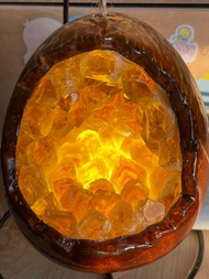 黃水晶晶牙恐龍蛋擺件