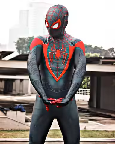 Halloween Adults Man Miles Morales PS5 Spider Peter Parker Superhero Cosplay Costume Bodysuit Zentai
