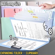 2In1 A4/Long Size Expanding File Folder With Clipboard Folder Organizer 8 Pockets Document Storage