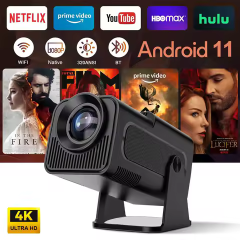 New Projector HY320 4K Android11 Dual Wifi6 300ANSI Allwinner H713 1GB 8GB BT5.0 720P 1280*720P Home