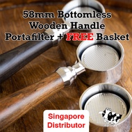 58mm Wooden Bottomless/Naked Portafilter