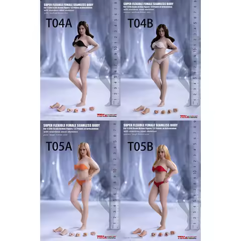 TBLeague T04A T04B T05A T05B 1/12th Scale Super-Flexible Female Seamless Bodies