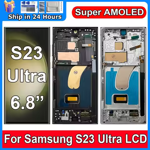 Super AMOLED S23 Ultra Lcd Display with Frame Assembly 6.78" for Samsung Galaxy S23 Ultra S918B S918