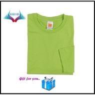 Round neck LongSleeve Cotton T-shirt ~ OREN SPORT ~ CT54 Lime Green / Hijau