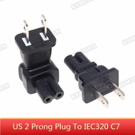 US 2 Prong Right Angle Plug To IEC 60320 C7 Power Adapter, C7 Receptacle to NEMA 1-15P Converter Plu