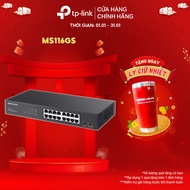 Switch Gigabit Mercusys MS116GS 16 Cổng 10/100/1000Mbps - Vỏ Kim Loại - Quản Lý QoS - Chống Loop - D