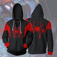 Spiderman Hoodie Miles Morales Jacket Zipper Sweatshirts Anime Hoodies Spider-Man Costume
