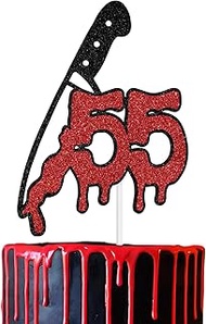 Happy 55th Birthday Cake Topper, Killer Bloody 55 Birthday for Men Women, Halloween Night Horror Mov