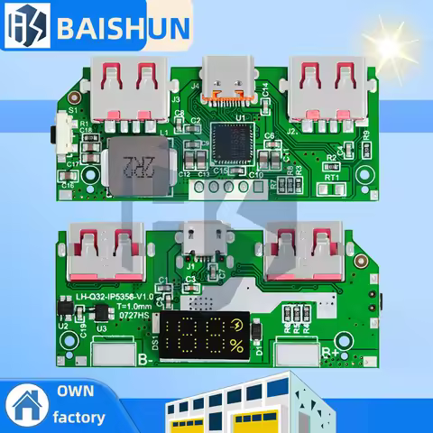 ‌IP5356 Fast Charging Module – 5V/3A Lithium Battery Charger with Digital Display & Multi-Protocol S