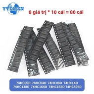 80 CÁI Bộ Linh Kiện Điện Tử IC Logic SMD 74HC Bao Gồm 74HC00D 74HC04D 74HC08D 74HC14D 74HC138D 74HC1