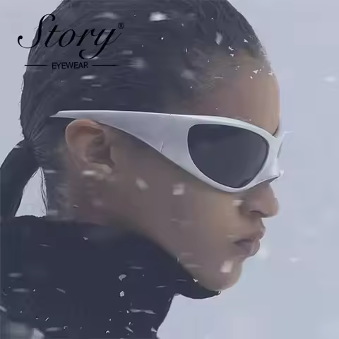 STORY Fashion Y2K Silver Square Sports Sunglasses Women Men Luxury Brand Designer Eagle Sun Glasses 