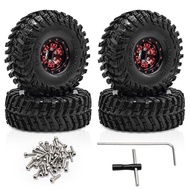 Black Coating Brass 1.0" Beadlock Wheel Tires Set for 1/18 RC Crawler Car Axial SCX24 AX24 TRX4M FCX