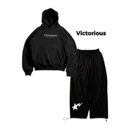 Victorious Oneset Distro Korean Latest Boxy Hoodie and Buggy Pants Set Distro Suit for Men and Women