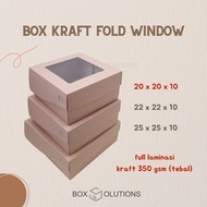 [contents 10] box kraft fold window cake box/ 20x20x10 cm THICK LAMINATED/ (WATERPROOF & OIL) kraft 