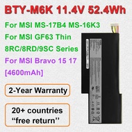 Replacement Laptop Battery For MSI GF63 Thin 8RC/8RD/9SC GF65 Thin 9SE/SX Bravo 15/17 MS-17B4 MS-16K