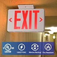 TANLUX Red Exit Sign, LED Emergency Exit Light with Battery Backup, UL Listed, AC 120/277V, Hardwire