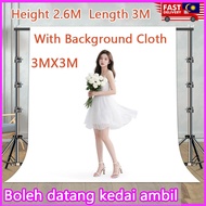 2.6MX3M(H x W) Portable Photo Backdrop Stand Kit Adjustable Banner Stand with Carrying Bag for Weddi