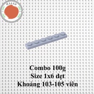 Combo of 1 ounce of light gray flat 1x6 bricks about 103-105 bricks