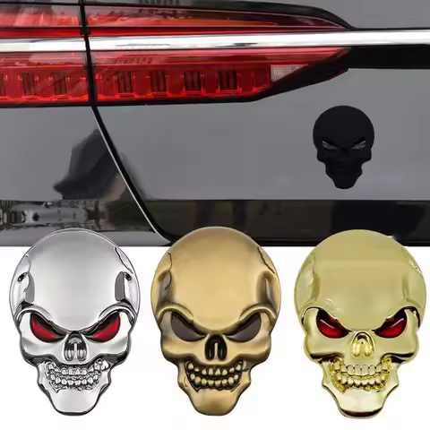 Metal Skull Logo Car Fender Side Emblem Sticker Auto WIndow Trunk Badge Decal Decoration For Jeep Au