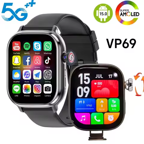 VP69 2.39-inch Amoled Android 15.0 5G full Netcom Smart Watch Smartwatch With 200Β° Rotating Camera G