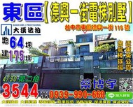 東區法拍屋，【德興一街電梯別墅】，近金龍棒球場，東英公園，地址：台中市東區德興一街115號，10年屋/朝東南/地64坪/