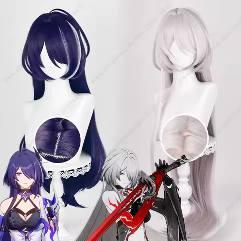 Game Acheron Cosplay Wig 85cm/118cm Long Mixed Color Heat Resistant Synthetic Hair