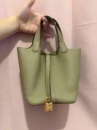 Hermes picotin 18 w刻馬爾法米色tc皮 鑰匙鎖頭齊全 金扣
