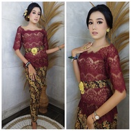 SIXMO kebaya bali brokat SETELAN kebaya sabrina modifikasi serena dan rok KATUN BATIK kebaya bali mo