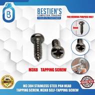 M3 304 STAINLESS STEEL PAN HEAD TAPPING SCREW, M3X8 SELF-TAPPING SCREW