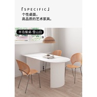 Nordic Semicircle Table Arc Pure White Stone Plate Dining Table Small Apartment Marble Dining-Table Wall Home Dining Table and Chair