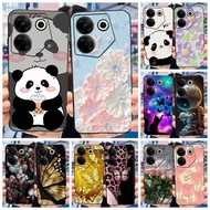 Tecno Camon 20 Pro 5G (CK8n) Cute Panda Flower Painted Casing Tecno Camon 20S Pro 5G (CK8nB) Soft Si