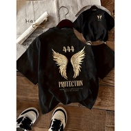 Summer Trendy Heat Transfer Print T-Shirt with Wings and Number 444 Essential for Outdoor Sports You