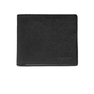 COACH黑色鵝卵石紋皮革迷你對折皮夾 67630 - # Black