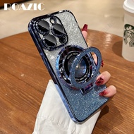 Gradient Glitter 360 Rotating Stand Phone Case For iPhone 15 14 13 12 11 Pro Max mini Transparent Bu