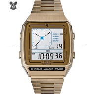 TIMEX TW2U72500 Unisex Watch Q Timex Reissue Digital LCA 32.5mm Square Quartz SS Bracelet Gold *Orig
