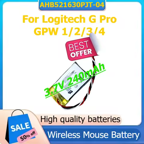 AHB521630PJT-04 Digital Battery for Logitech G Pro GPW 1/2/3/4 Wireless Mouse Battery 3.7V 240mAh