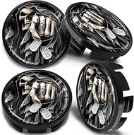 4 x 65 mm Hub Caps, Wheel Hub Caps, Alloy Wheels Compatible with VW 3B7 601 171 / 6U7 601 171 Skull 